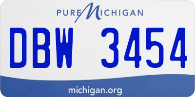 MI license plate DBW3454