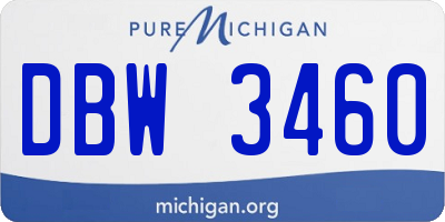 MI license plate DBW3460