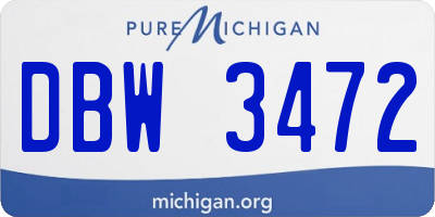 MI license plate DBW3472