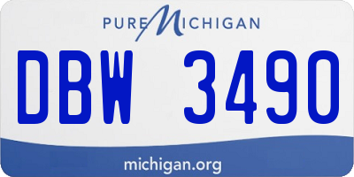 MI license plate DBW3490