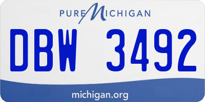 MI license plate DBW3492