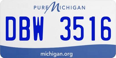 MI license plate DBW3516