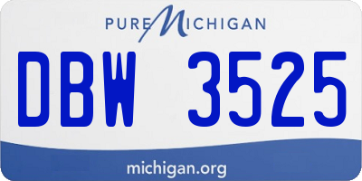 MI license plate DBW3525
