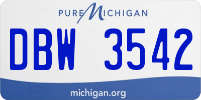 MI license plate DBW3542