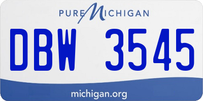 MI license plate DBW3545