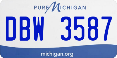 MI license plate DBW3587