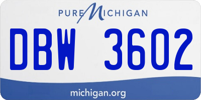 MI license plate DBW3602