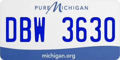 MI license plate DBW3630