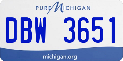 MI license plate DBW3651