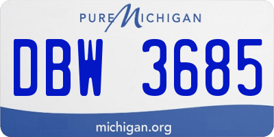 MI license plate DBW3685