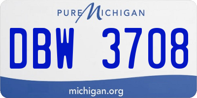 MI license plate DBW3708