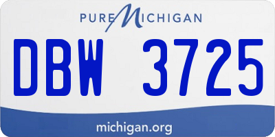 MI license plate DBW3725