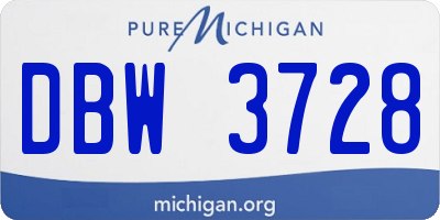 MI license plate DBW3728