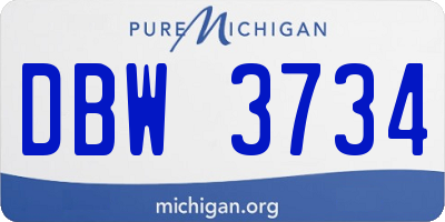 MI license plate DBW3734