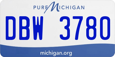 MI license plate DBW3780