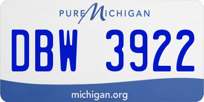 MI license plate DBW3922
