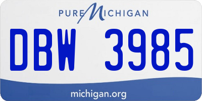 MI license plate DBW3985