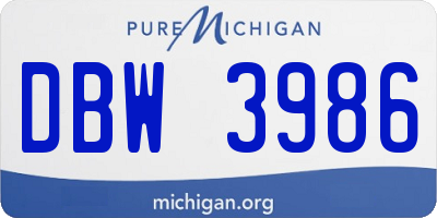 MI license plate DBW3986