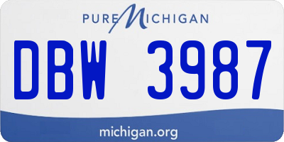 MI license plate DBW3987