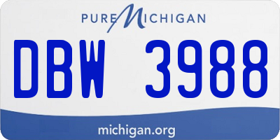 MI license plate DBW3988