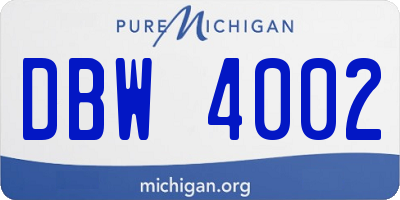 MI license plate DBW4002