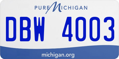 MI license plate DBW4003