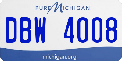 MI license plate DBW4008