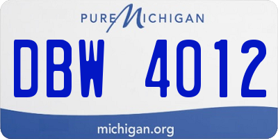MI license plate DBW4012