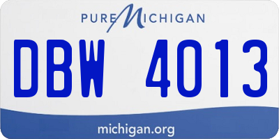 MI license plate DBW4013