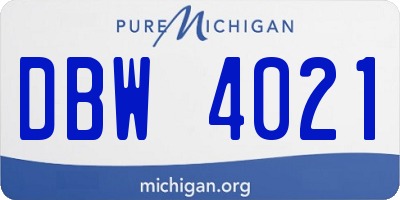 MI license plate DBW4021