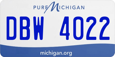 MI license plate DBW4022