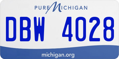 MI license plate DBW4028