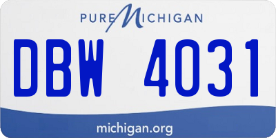 MI license plate DBW4031