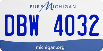 MI license plate DBW4032