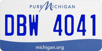 MI license plate DBW4041