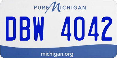 MI license plate DBW4042