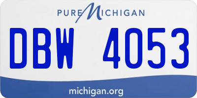 MI license plate DBW4053