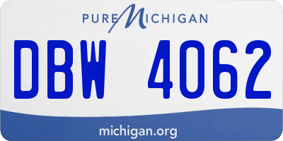 MI license plate DBW4062