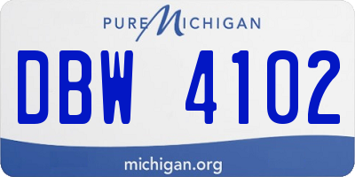 MI license plate DBW4102