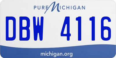 MI license plate DBW4116