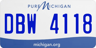 MI license plate DBW4118