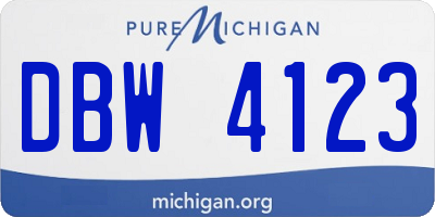 MI license plate DBW4123