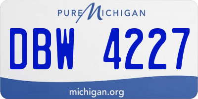 MI license plate DBW4227