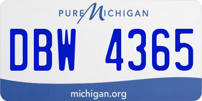 MI license plate DBW4365
