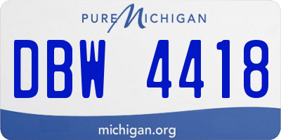 MI license plate DBW4418
