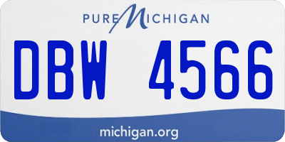 MI license plate DBW4566
