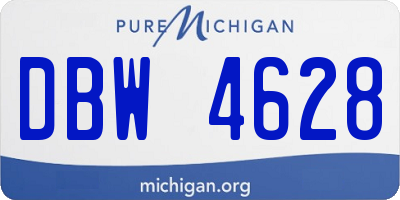 MI license plate DBW4628