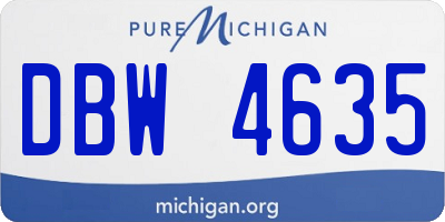 MI license plate DBW4635