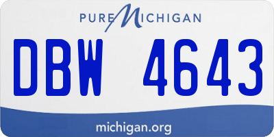 MI license plate DBW4643