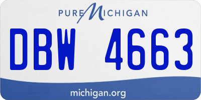 MI license plate DBW4663